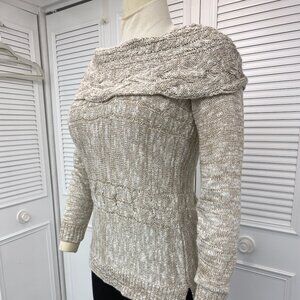 Off Shoulder Creme Sparkle Sweater Unbranded Sz. M
